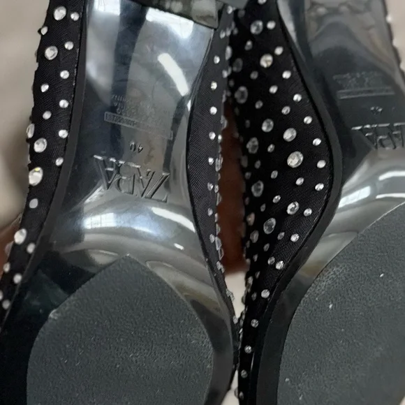 Zara Black Rhinestone Knee-High Boots- Brand New- Size 40- (9) - Picture 4 of 9